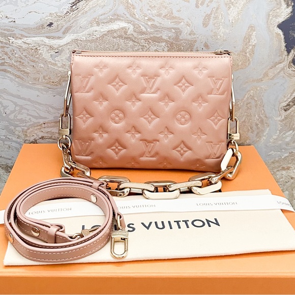 Louis Vuitton Coussin BB Metallic Rose Gold Embossed Monogram Crossbody Bag - Picture 1 of 14